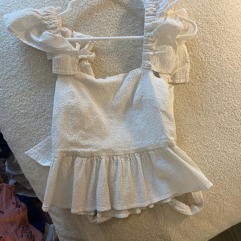 White Ruffled Sleeveless Top